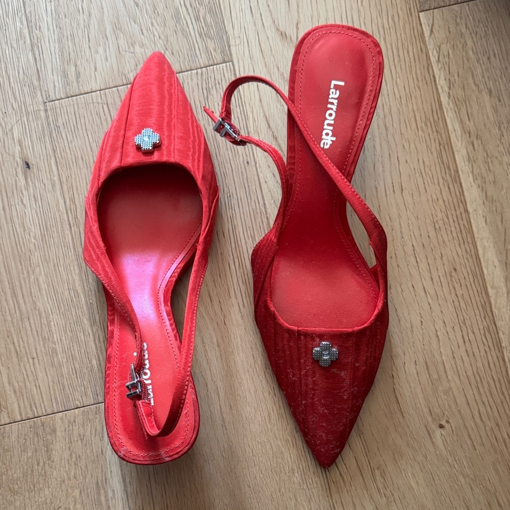 Larroude Vibrant Red Slingback Heels